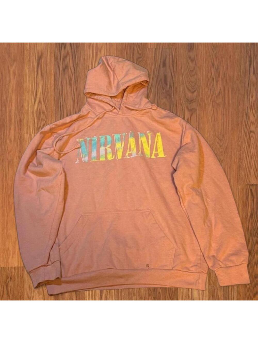 Nirvana Hoodie Multicolor Logo Pullover Sweatshirt Grunge Rock Band Size M